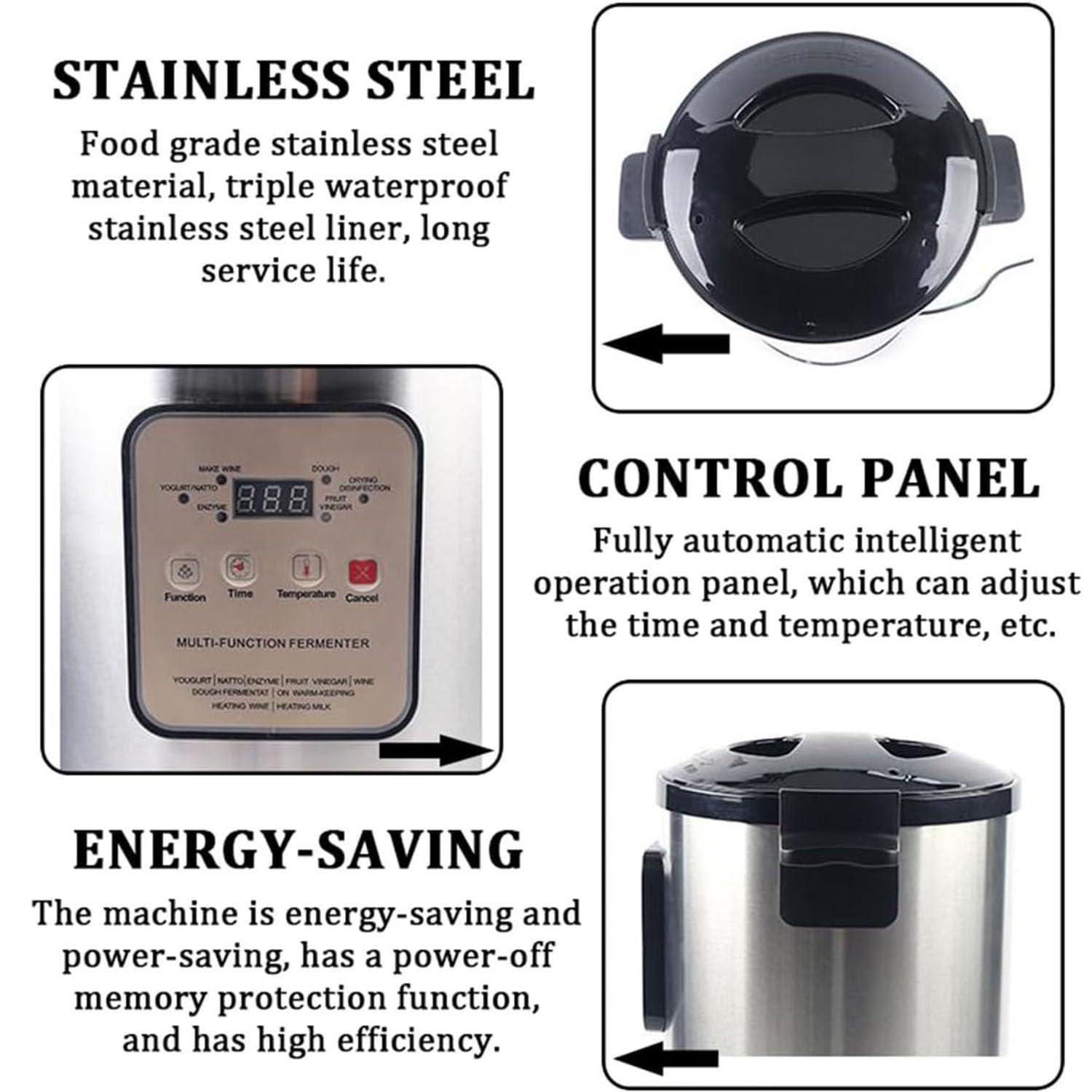 YXCUSAM YXCUSAM 12/18 L Electric Yogurt Maker,Multifunctional Rice Wine Dough Fruit Vinegar Fermenter,Commercial Fermenter,for Cheese Culturing (18L)