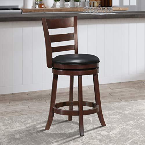 Lexicon Lexicon Eschete Ladder Back Swivel Counter Stool, 25" SH, Dark Cherry