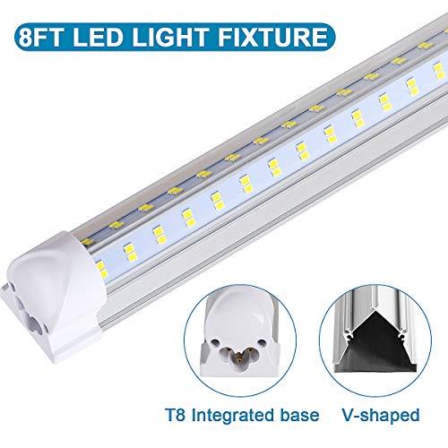 BSK.BESTKA BSK.BESTKA 20 Pack-8ft LED Shop Light Fixture, 8 Foot Led Lights, 96\'\' T8 Integrated LED Tube, Linkable Led Bulbs for Garage, Warehouse, v Shape 120W 13500LM 6000K, Plug and Play, Clear Lens