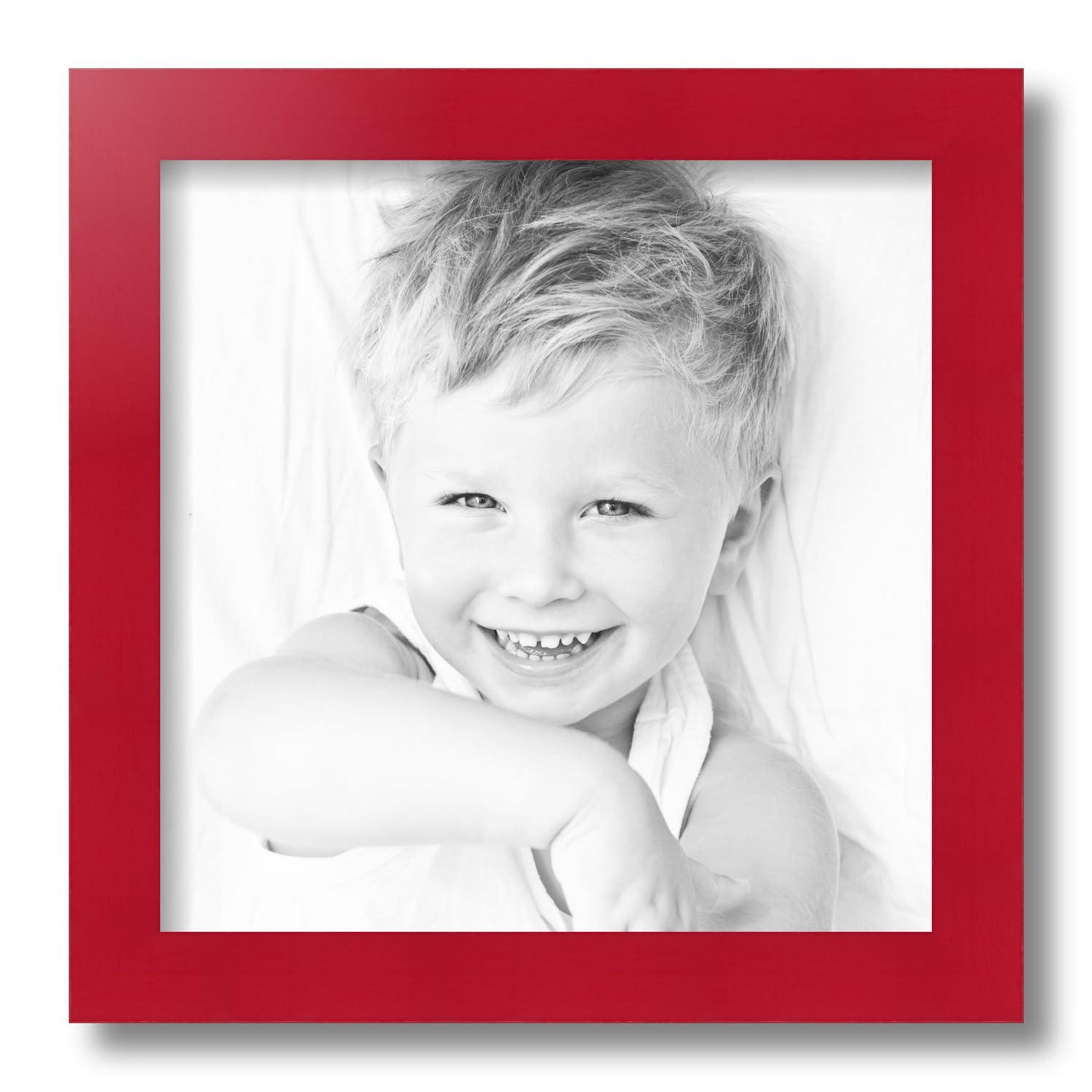 ArtToFrames ArtToFrames 12x12 Inch Red Picture Frame, This 1.38 Inch Custom Wood Poster Frame is Red - Comes with Foam Backing 3/16 inch and Regular Glass (FBPL0066-81792-YRED-12x12)