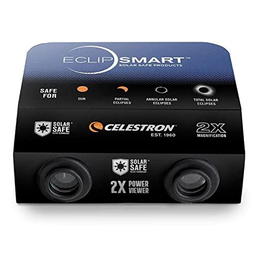 Celestron Celestron 2-Pack EclipSmart Safe Solar Power Viewers 2x Magnification Meets ISO 12312-2:2015(E) Standards Solar Safe Filter Technology Observe Eclipses & Sunspots Includes Eclipse Map