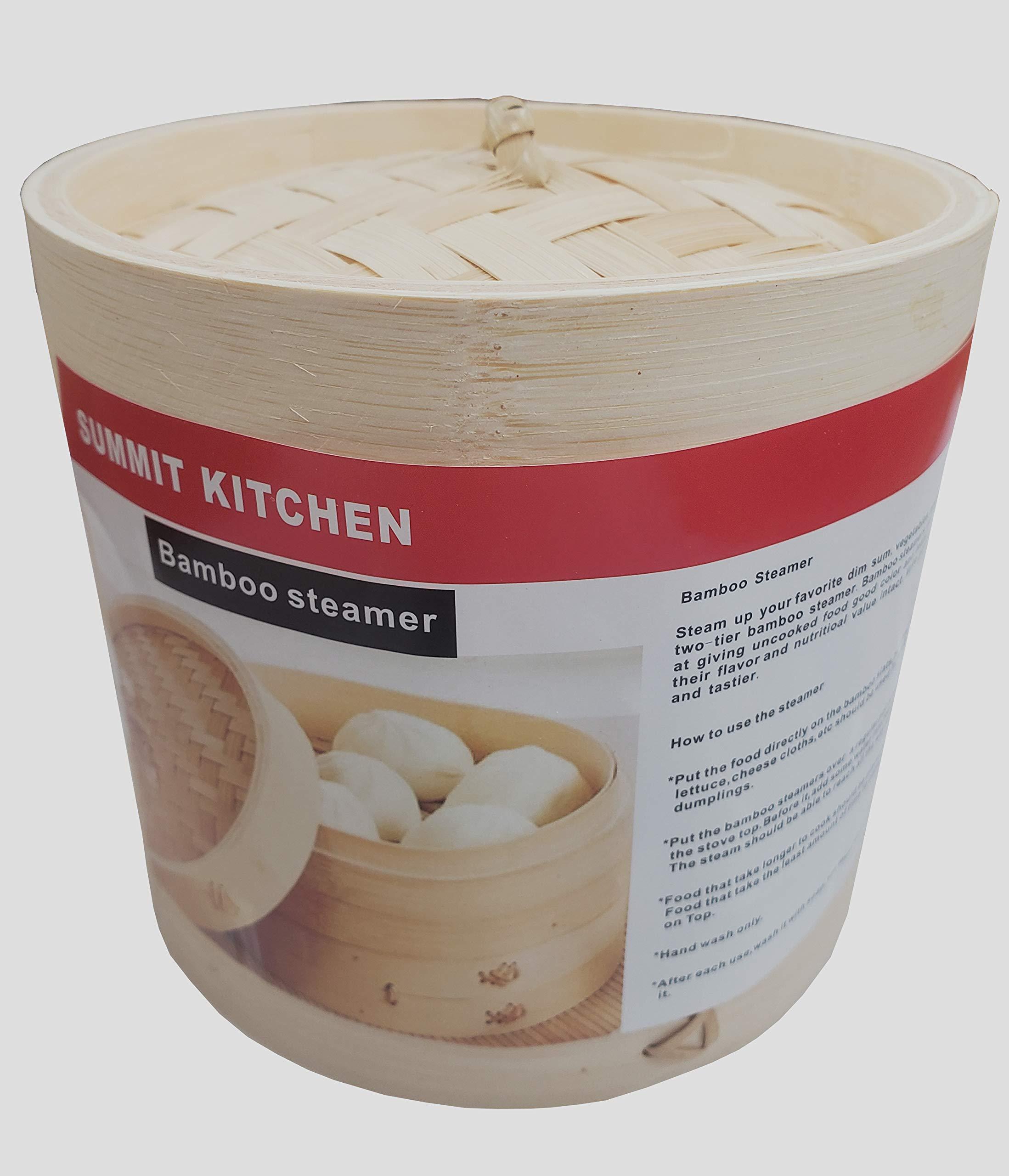 SUNRISE 8" Bamboo Steamer Set Sunrise Kitchen Supply