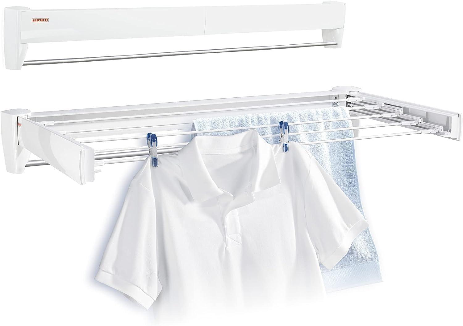 Leifheit Leifheit 83201 Telefix 70 Wall Mount Retractable Clothes Drying Rack | 5 Drying Rods | White