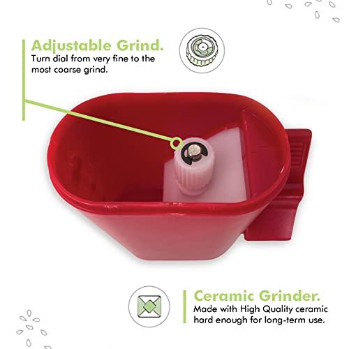 PepperMate PepperMate Traditional Pepper Mill- Manual High Volume Peppercorns and Salt Grinder with Ergonomic Turnkey Handle and Ceramic Precision Mechanism with Adjustable Grind for the Gourmet Chef (Red)