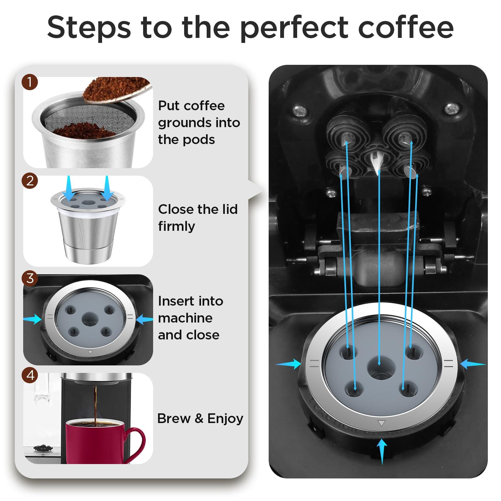 NOALTO Reusable K Cups for ke K Supreme | Refillable K cups with Adapter for ke K Supreme (Plus) Coffee Maker (4 pack)