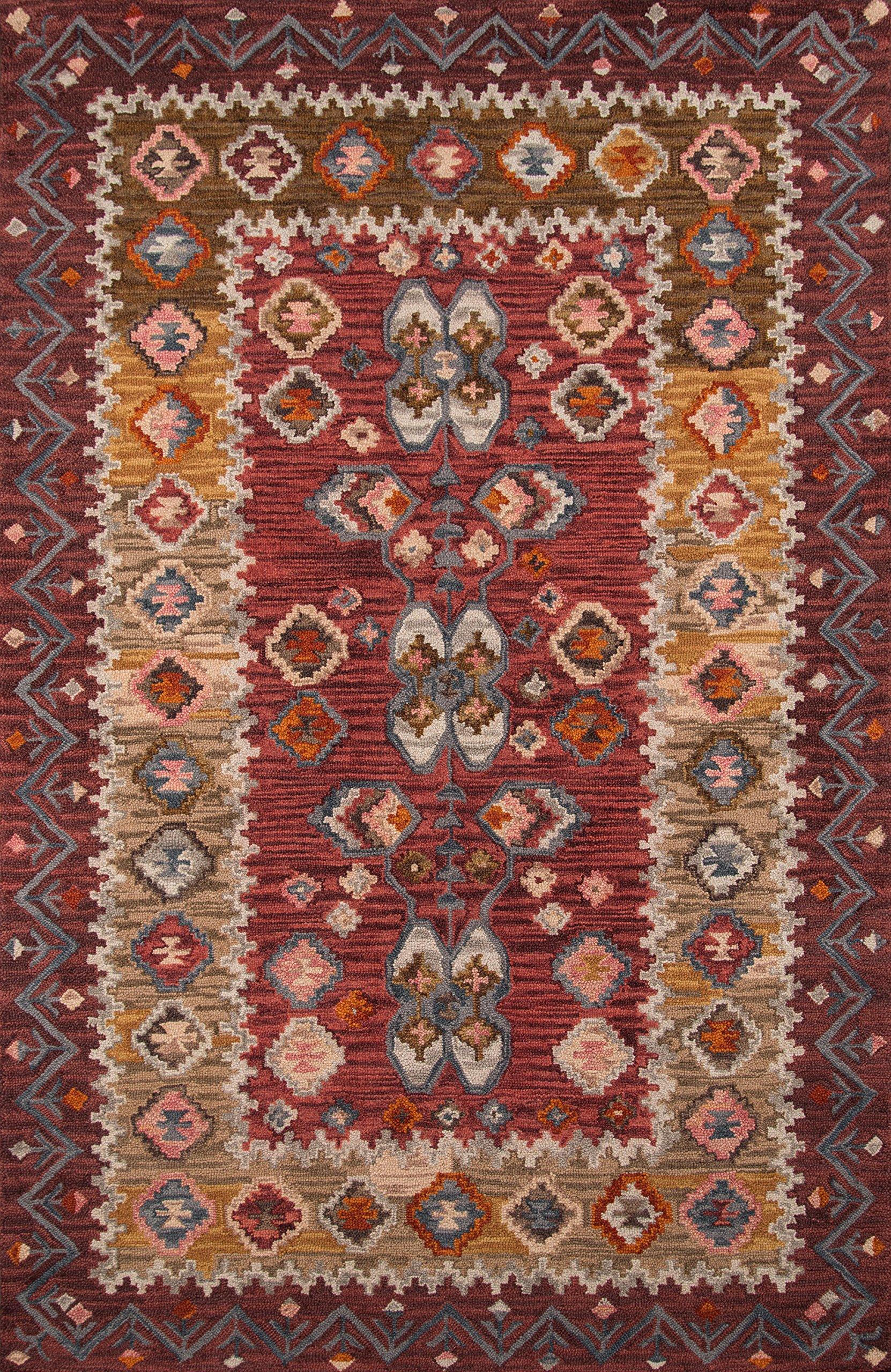 Momeni Momeni Rugs Tangier Collection, 100% Wool Hand Tufted Tip Sheared Transitional Area Rug, 7'6" x 9'6", Red