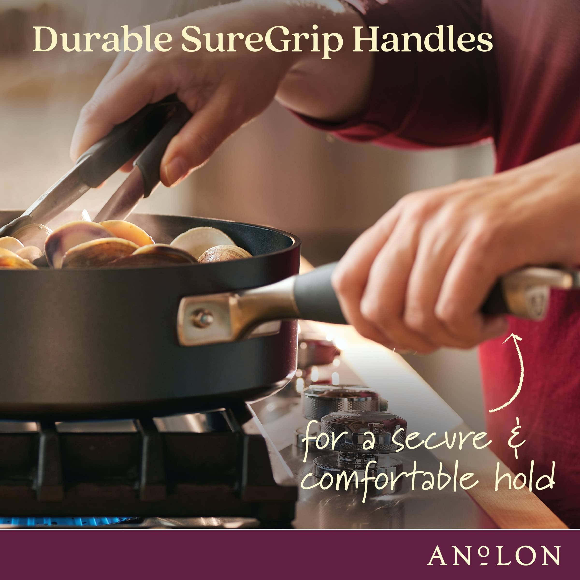Anolon Anolon Advanced Home Hard Anodized Nonstick Saut Pan with Helper Handle and Lid, 5 Quart - Moonstone