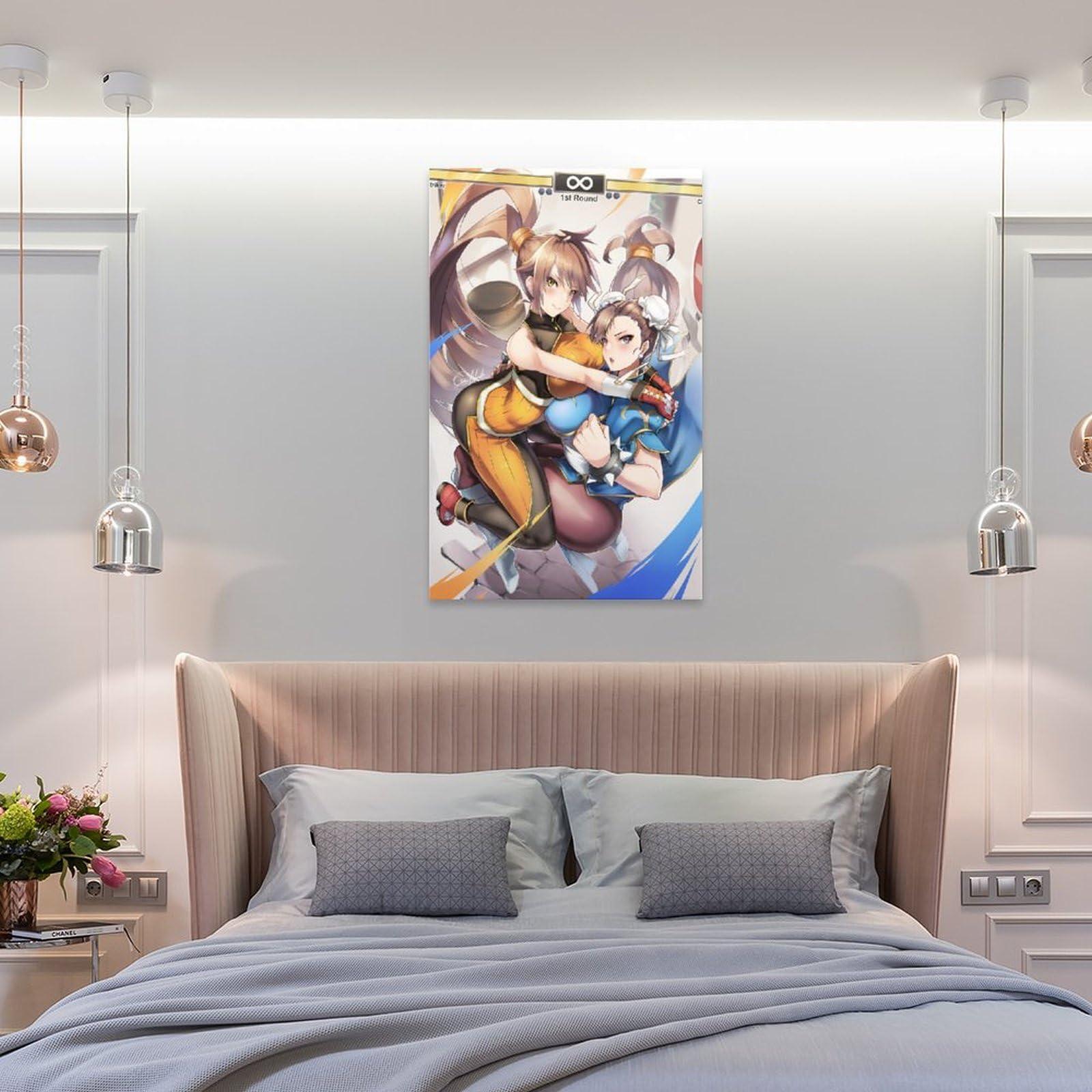 DFJHAZGT DFJHAZGT Street Fighter Game Posters Chun Li & Striker Sexy Anime Aesthetic Posters Poster Decorative Painting Canvas Wall Art Living Room Posters Bedroom Painting 20x30inch(50x75cm)