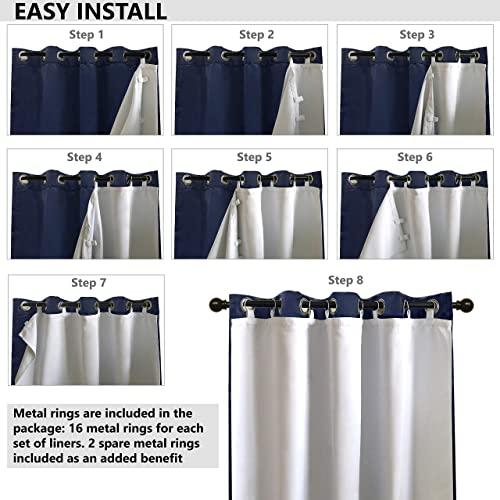 DriftAway DriftAway Thermal Insulated 100 Percent Darkening Blackout Curtain Liner 2 Panels Each Liner Size 50 Inch by 92 Inch Rings Included Off White Panel