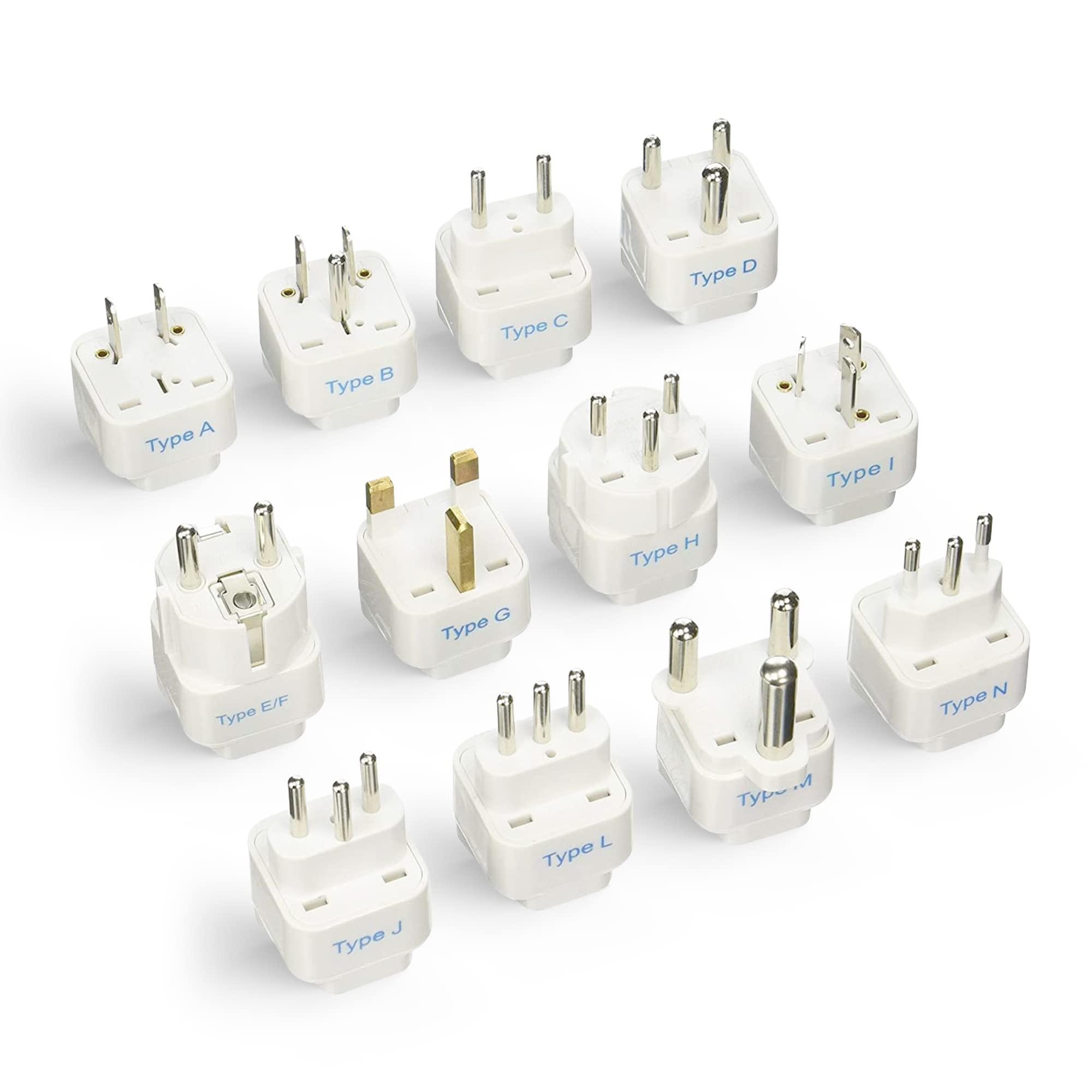Ceptics Ceptics Travel Adapter with Types A-M Plugs, Travel Plug Adapter Set Compatible with Power Sockets in All Continents, Compact World International Plug Adaptor Kit, Set of 12,GP-12PK