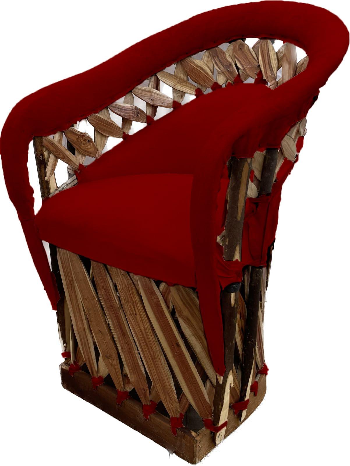 Generic Furniture Equipal Rustico Charro Style Chair with Crosses Wood, made in Mexico by Equipales San Jose ideal for Home, Bar, Restaurant, Office, Hotel, Garden, Living room, Cafeteria (Orange)