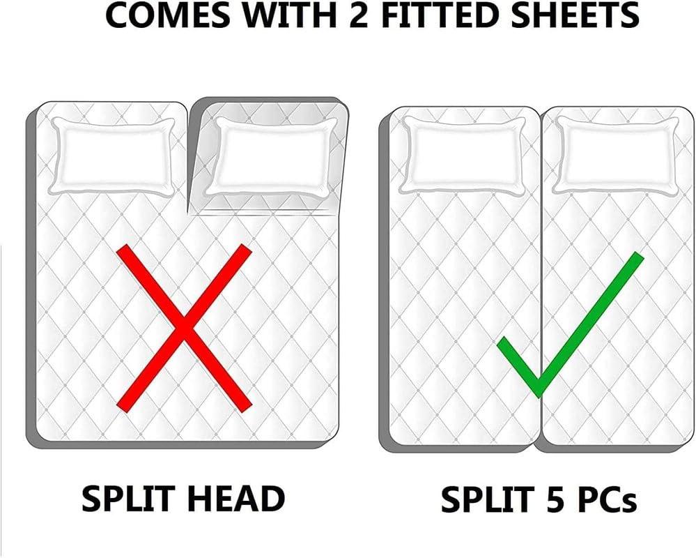 MD Home Decore Egyptian Cotton Split Queen Sheet Set - 7 Piece Set - Burgundy Stripe Sheets - Extra Deep Pockets - Adjustable Bed Compatible