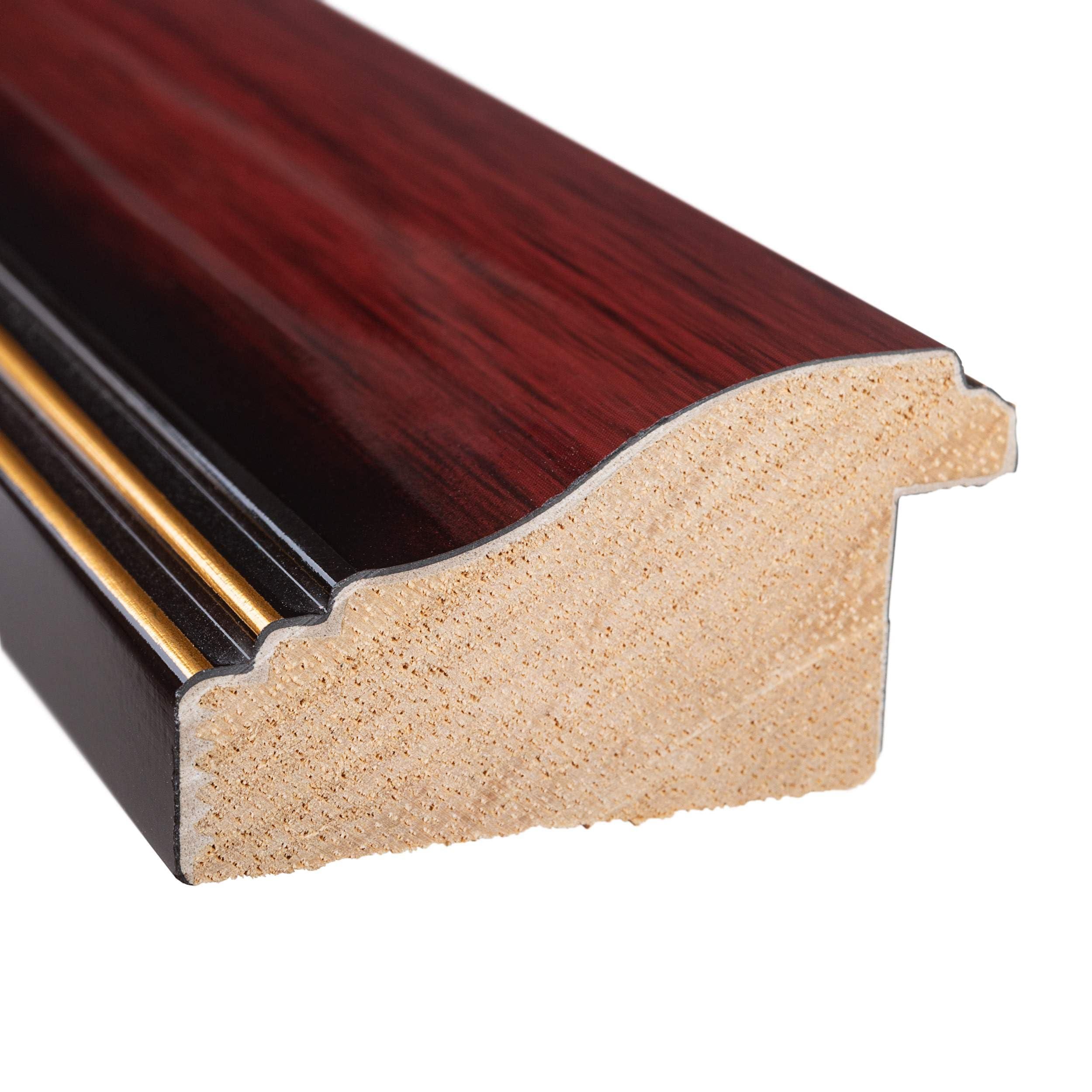 CustomPictureFrames.com 26x26 Frame Mahogany Brown with Gold Trim | Solid Wood Picture Frame Width 1.5 Inches | Interior Depth 0.5 Inches | Charles Executive Frame with UV Acrylic, Foam Board Backing & Hanging Hardware