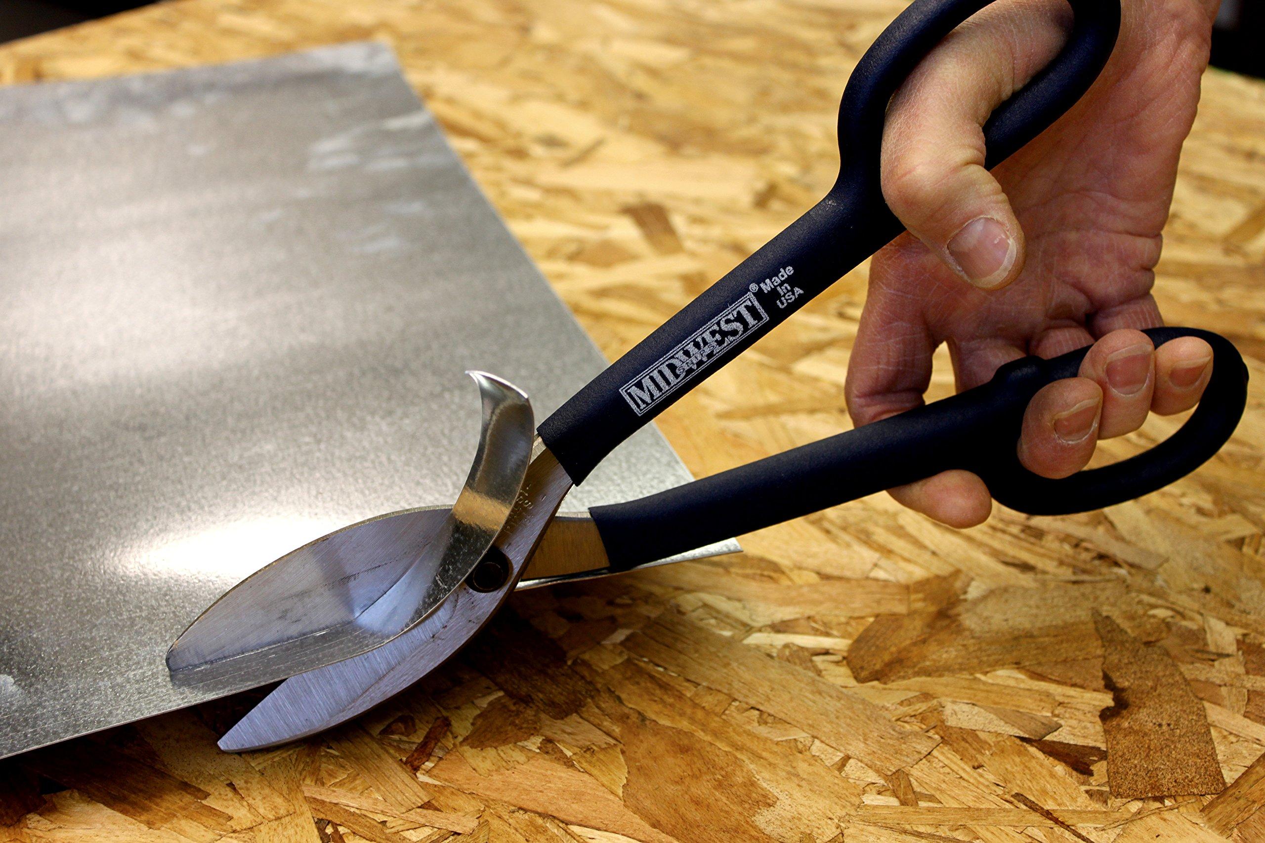 Midwest Snips Midwest Tool & Cutlery Tinner Snip - Straight and Wide Cut Sheet Metal Cutter with Forged Blades & Kush\'n-Kote Grips - MWT-127S, 12-inch