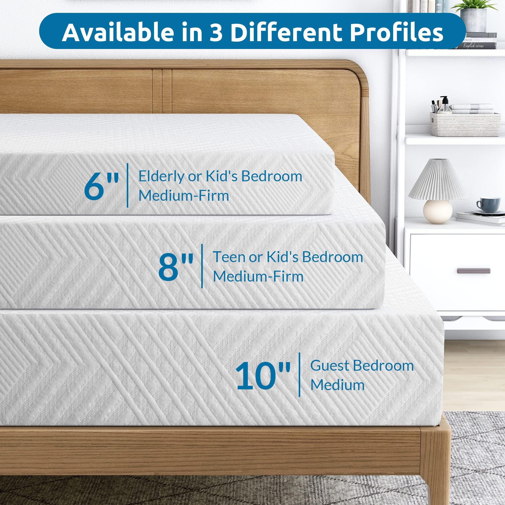 LIFERECORD LIFERECORD 10 inch Full Mattress in a Box, Gel Memory Foam Mattresses Made in USA for Full Bed, Medium Feeling, White