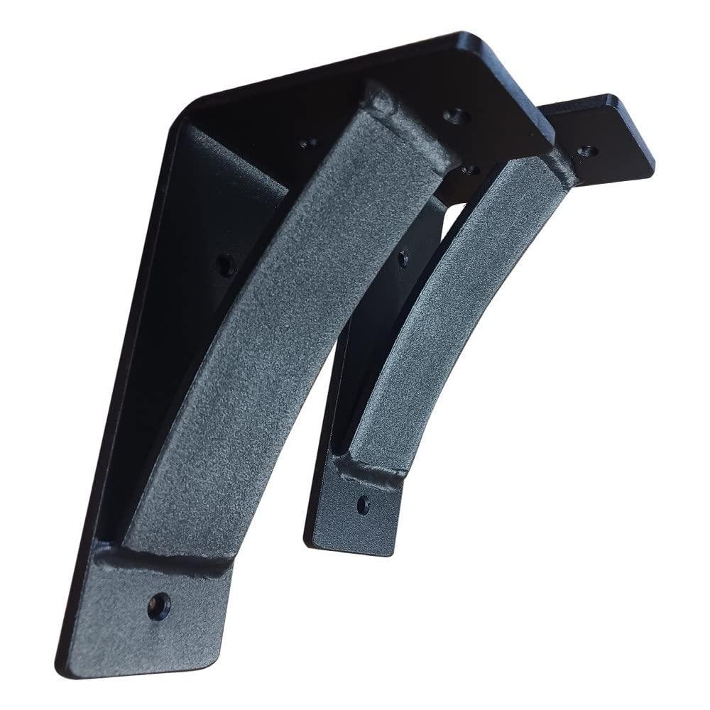 Rustic Red Door Co. RRD Steel Heavy Duty Shelf Brackets (2 Pack) - Triangle Support Floating Shelf Bracket Strong Shelf Brackets - DIY Rustic Shelving Brackets for Modern Rustic Decor (5\"x8\"x2.5\", Black Texture)