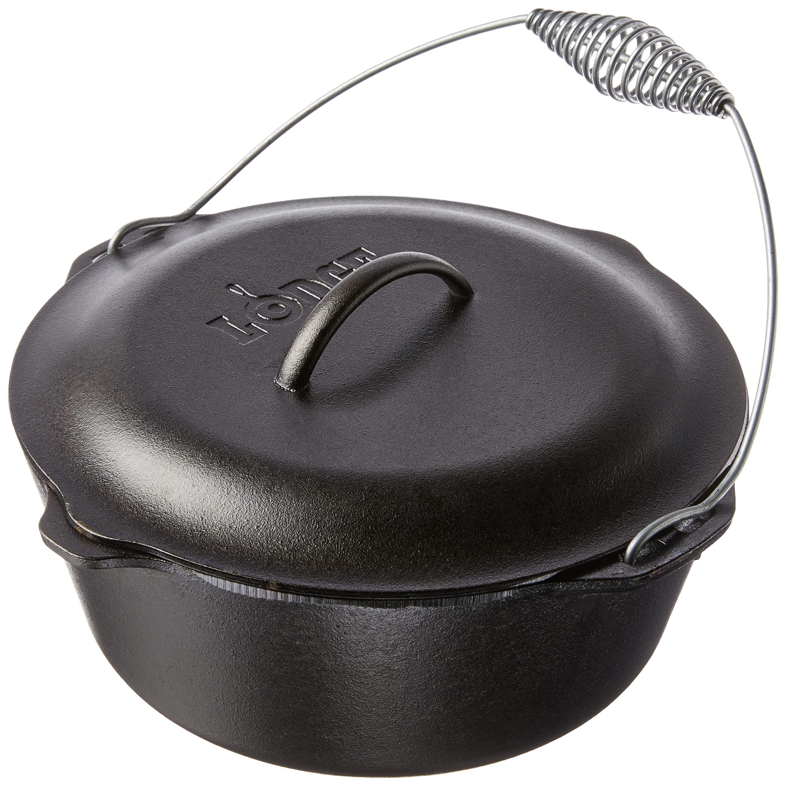 Lodge Lodge L10DO3PLT Cast Iron Dutch Oven, 7 Quart, Black