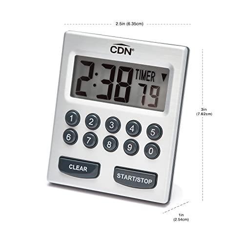 CDN CDN Direct Entry 2- Alarm Digital Kitchen Timer | Counts Up & Down, 10 Hours by Hours, Minutes & Seconds, Big Digit, Loud & Long Audio/Vibrate Alarm, Stand, Hang, Magnet Mounting - TM30