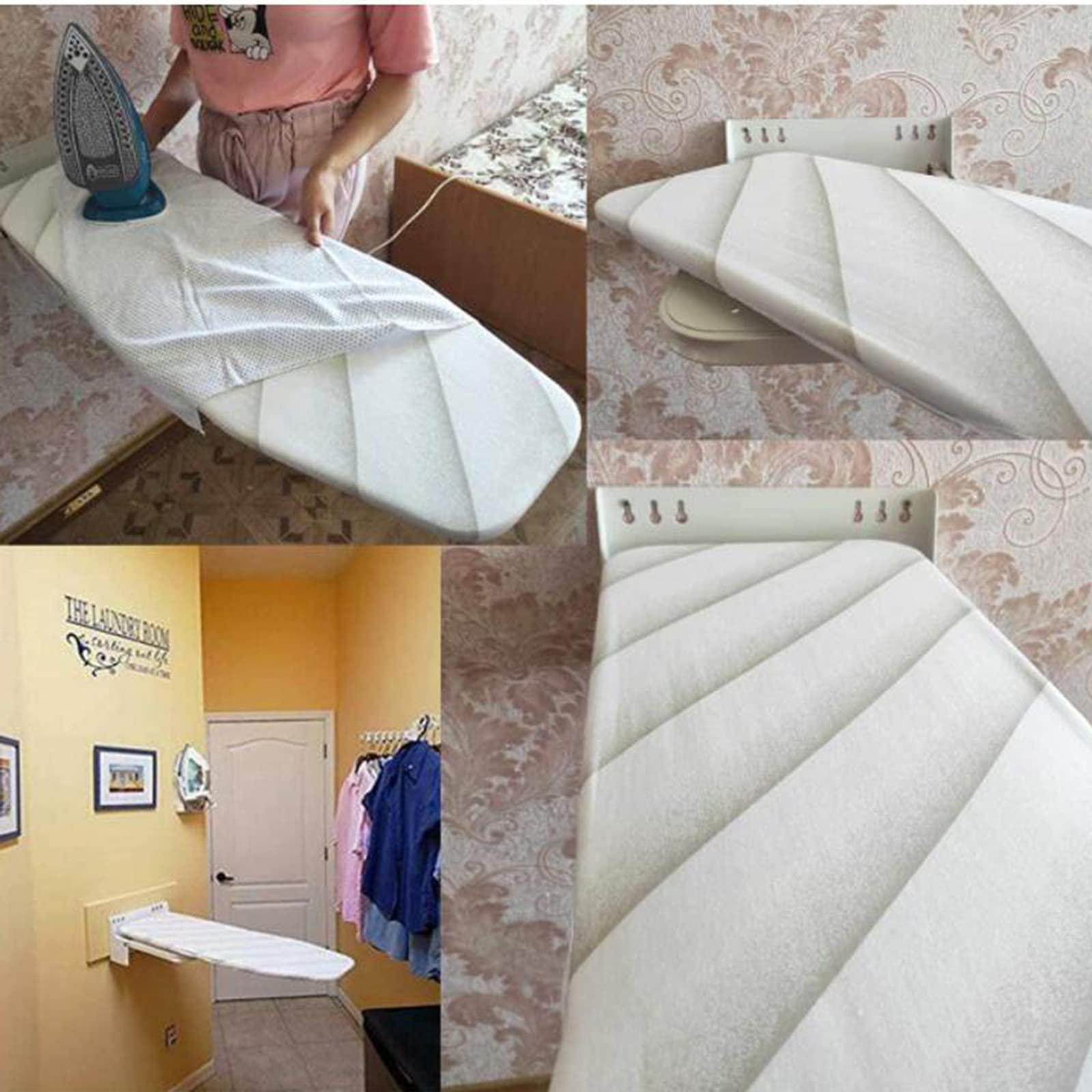 USZWBY Hiding Ironing Board Wall-Mounted Ironing Board with Heat Resistant Cover,37.4in Fold Drop Down Laundry Iron Boards,for House Held Laundry Space Saving Ironin Foldabl (Wall Mount)