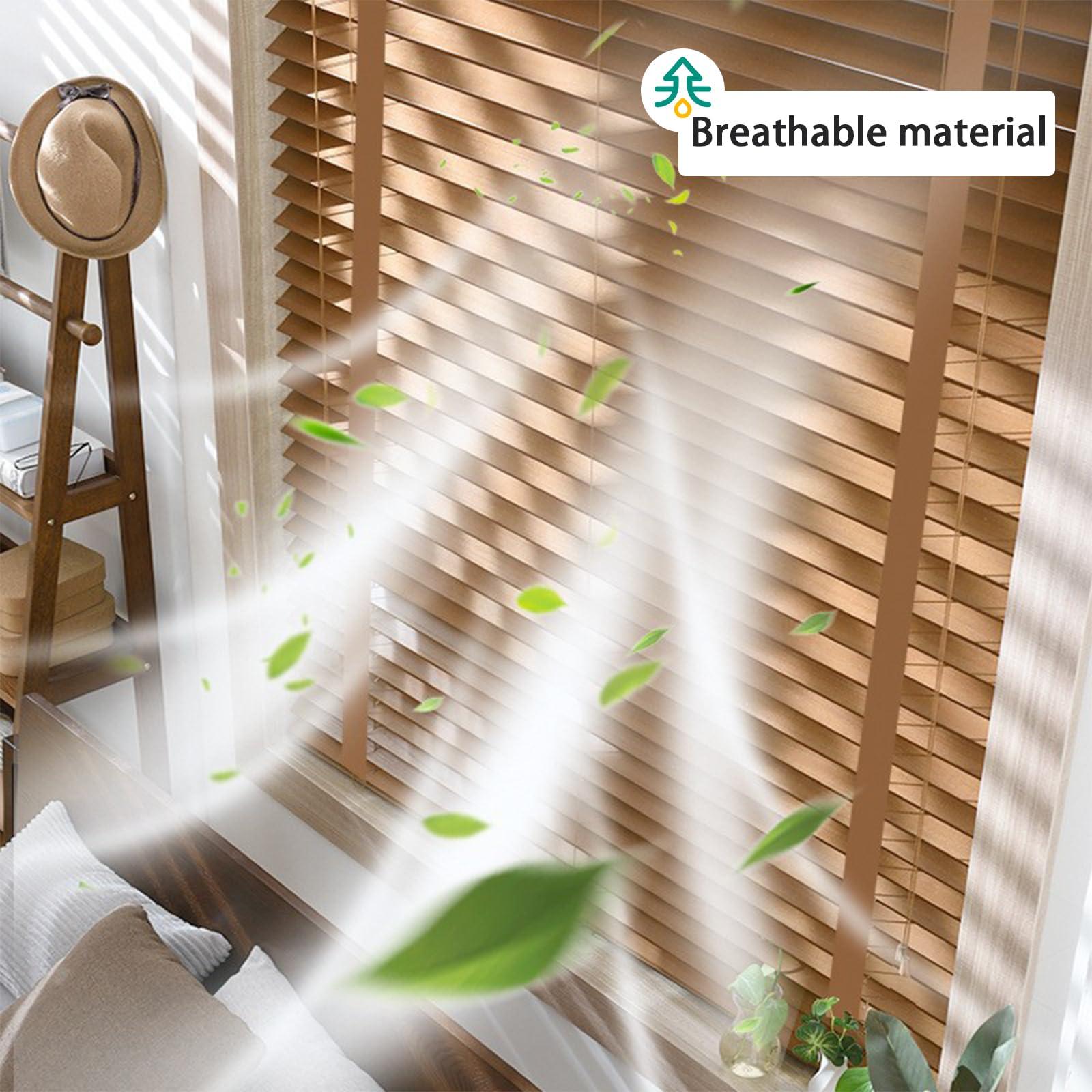 FERFXN Wood Blinds Faux Blinds Cordless Horizontal Venetian Blinds Faux Wood Blinds Light Filtering Blinds for Windows Room Darkening Blinds,Blinds & Shades for Window-90x90cm/35.4x35.4in(WxH)