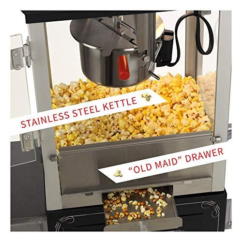 Funtime Funtime Sideshow Popper 4-Ounce Hot Oil Popcorn Machine with Cart, Black/Silver