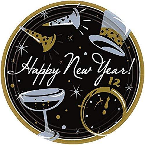 Amscan amscan Happy New Year Black Dessert Paper Plates Value Pack, 50 Ct. | Party Tableware