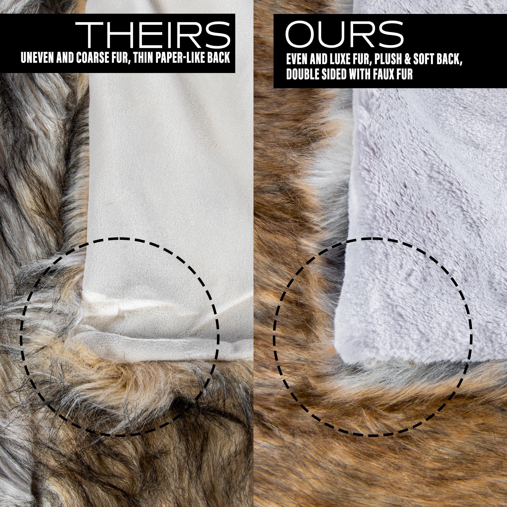 Best Home Fashion Best Home Fashion Heavyweight Super Soft Luxury Faux Fur Oversized Throw Blanket - 58\" W x 84\" L - Iced Fox