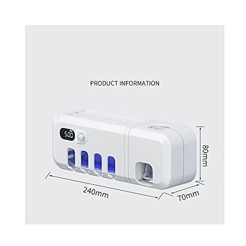 EUYIMOMO tooth brush holder,Automatic toothpaste squeezing toothbrush holder, wall-mounted non-perforated toothbrush holder-white