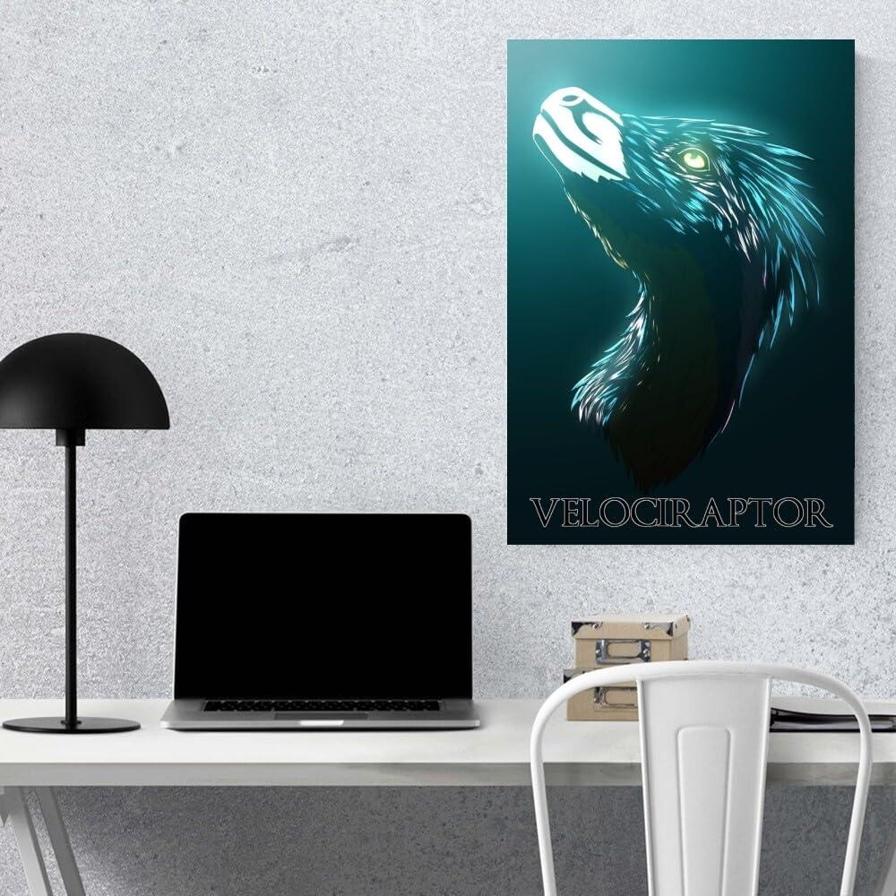MLabyrinth MLabyrinth Velociraptor Dinosaur Poster Educational Art Species Name posters Dinosaur Wall Decor Canvas Print Kids Boys Nursery Bedroom Decorations-20x30inch- Unframed