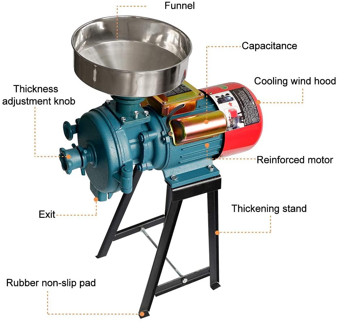 LILYPELLE LILYPELLE 3000W Electric Grain Mill, 110V Corn Grinder Mill Grinder Heavy Duty Grain Grinder Commercial Electric Feed Mill Dry Cereals Grinder Corn Grain Coffee Wheat Feed Machine With Funnel