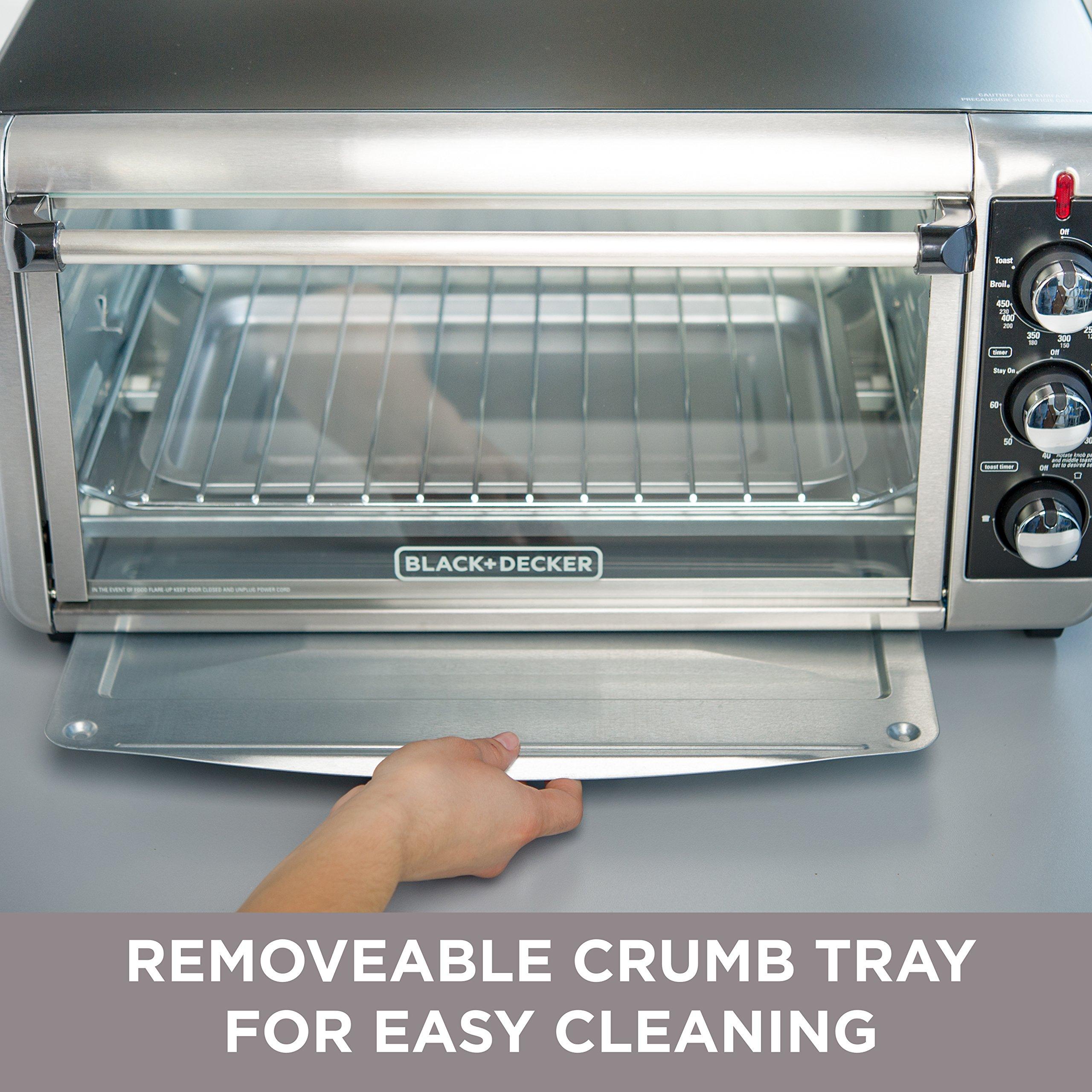 BLACK+DECKER BLACK+DECKER 8-Slice Extra Wide Convection Toaster Oven, Fits 9\"x13\" Oven Pans and 12\" Pizza, Bake, Toast, Broil, and Keep Warm Functions, Countertop Compact Design with Stainless Steel Finish