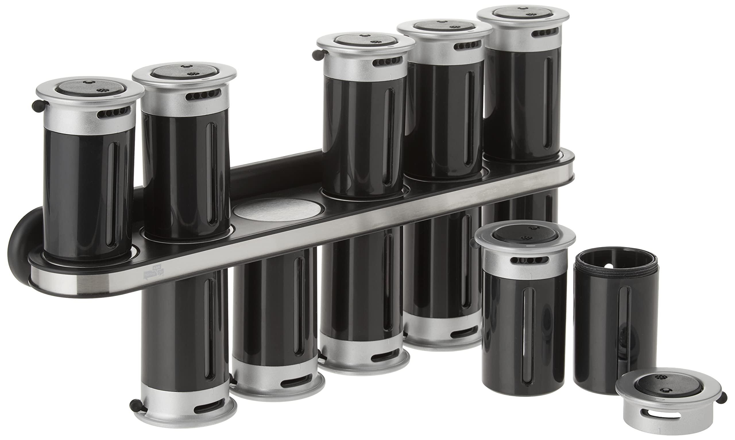 ZevrO Zevro Zero Gravity Wall-Mount Magnetic Spice Rack, Black/Silver - Set of 12