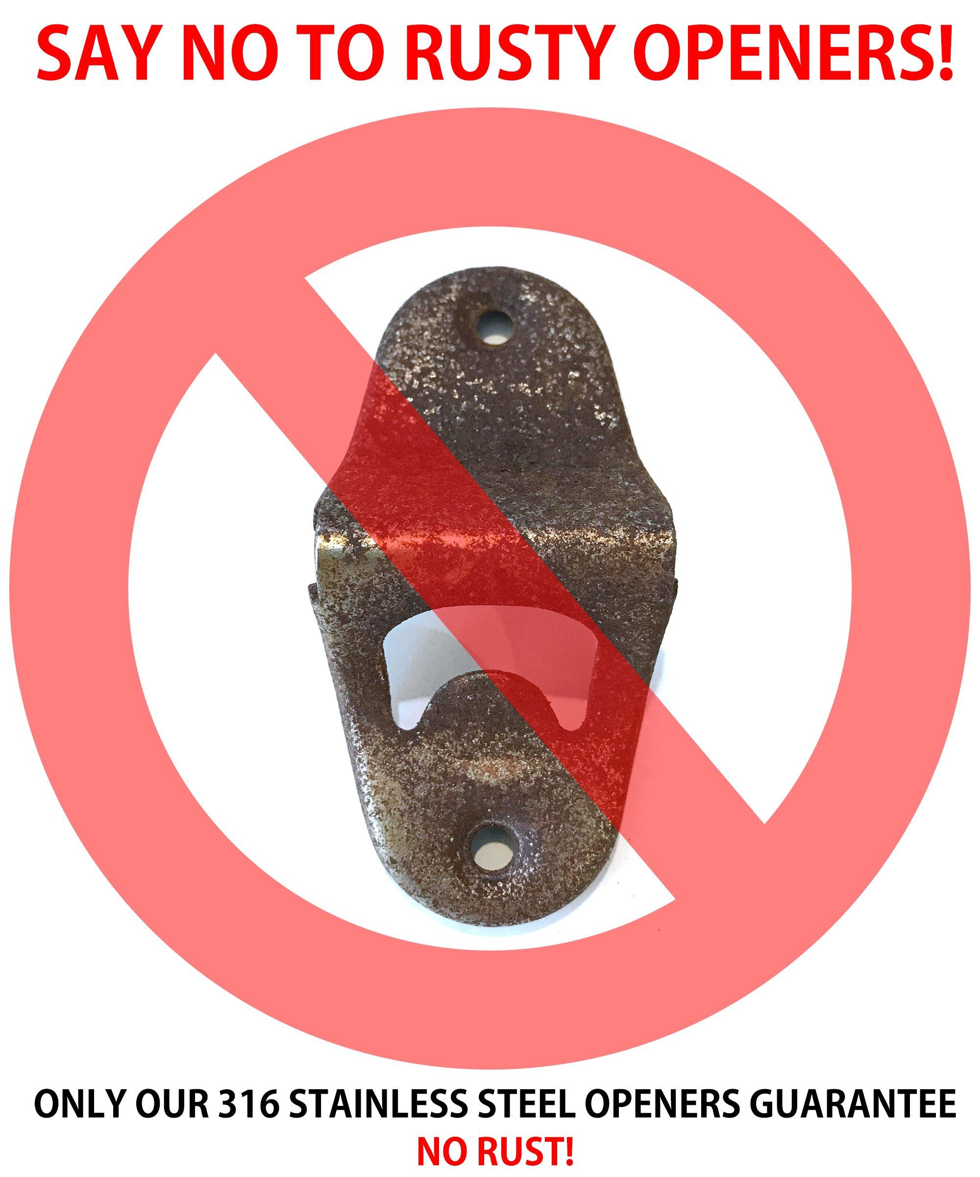 Choice Marine Products Choice Marine 316 Stainless Steel Wall Mounted Bottle Opener with Mounting Screws | Rust proof Beer Bottle Opener for Bars, Patios, Boats, KTV, Hotels | Beer Opener Wall Mount, Pack of 1, Silver