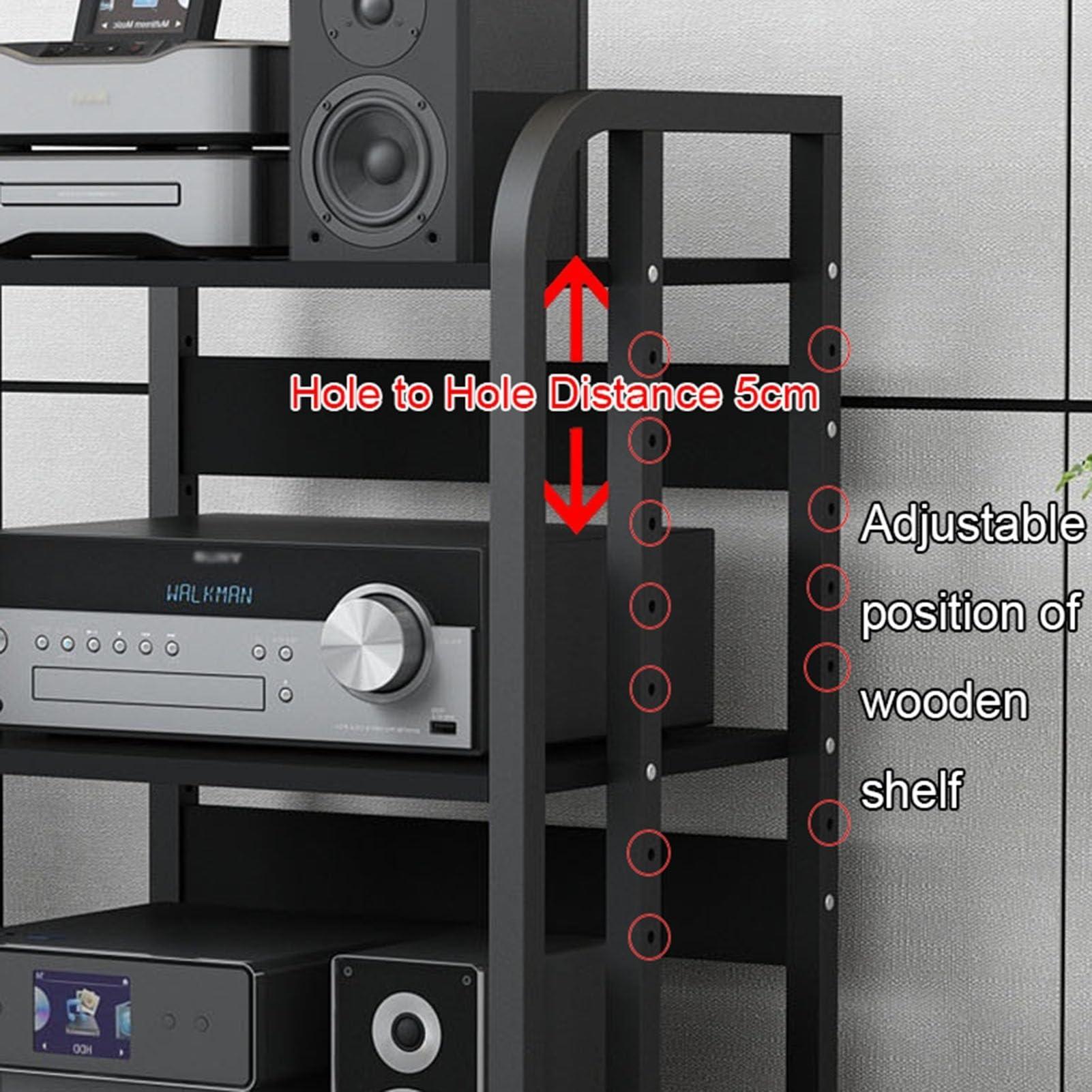 XingLi XingLi 3/4/5-Tier Audio Equipment Rolling Cart RackLarge Stereo Black Storage Cabinet - Office Bedroom Living Room AV Media Shelf(Size:4 Tier-H100cm)