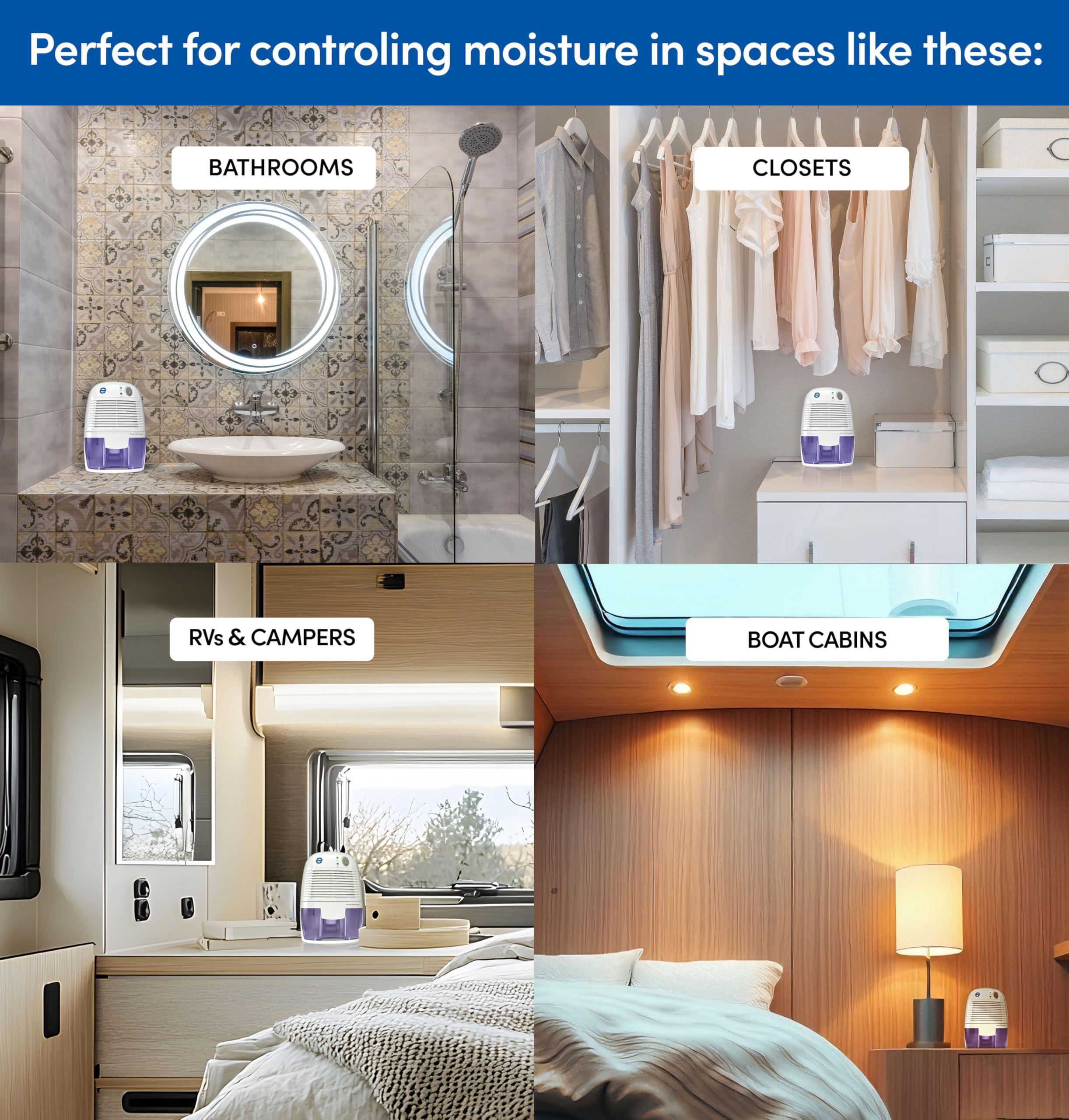 Eva-Dry Eva-Dry EDV-1100 Whisper-quiet 16 OZ Dehumidifier with Auto Shut Off and Restart for small spaces in your Home, RV, Automobile, and Storage up to 122 sq. ft