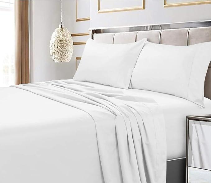 RR Linen Split California King Sheet Set 5 PCs for Split California King Bed Size 100% Cotton 800 TC, Split California King Sheets Set for Adjustable beds 16\'\' Deep Pocket (Split California King, White)