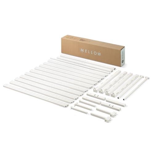 Mellow Mellow Rocky Base E 14" Platform Bed Heavy Duty Steel White, w/ Patented Wide Slats (No Box Spring Needed)