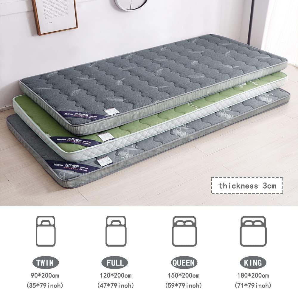 Generic Foldable Futon Mattress Korean Tatami Mattress Topper Portable Sleeping Pad Student Dormitory Double Single Roll Up Mattress for Floor Guest Camping Adult Children,Leaf 3cm,King(180x200cm)