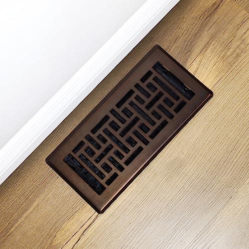 Decor Grates Decor Grates AJH410-RB Oriental Floor Register, 4x10 Inches, Rubbed Bronze Finish