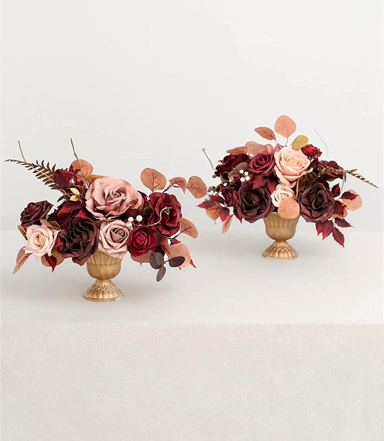 Tkasniy Flower Balls Arrangement Bouquet - 2 Pcs White Rose Fake Flowers Balls for Centerpieces Tables, Artificial Wedding Flowers for Wedding Aisle Decor