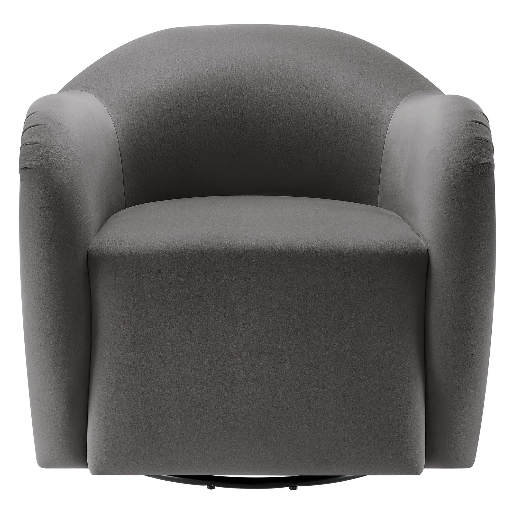 Modway Modway Compose Performance Velvet Swivel Armchair in Storm Gray - Barrel Accent Chair - Comfy Round Single Sofa Chair with 360 Rotation - Modern Upholstered Club Chair for Living Room, Bedroom