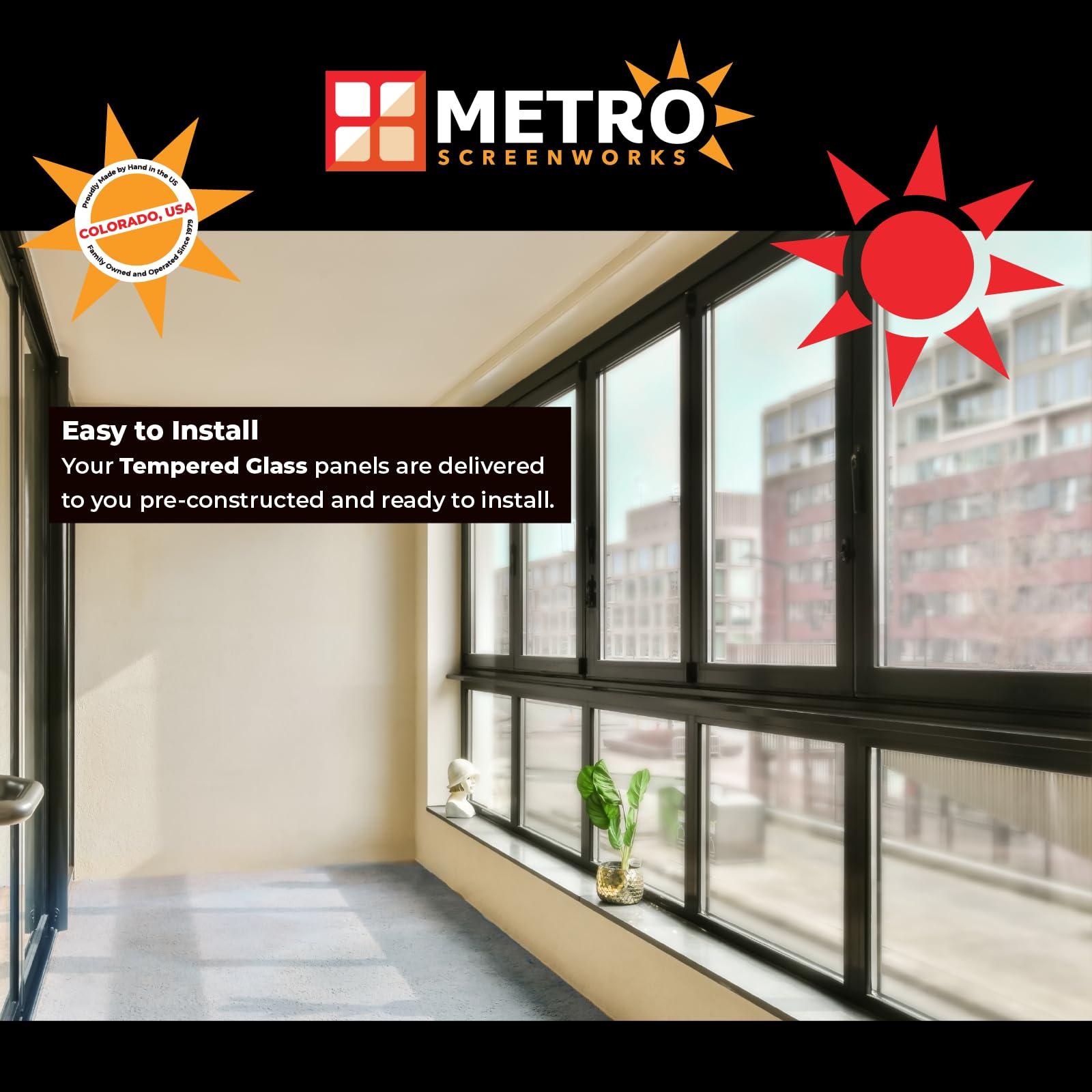 Metro Screenworks Metro Screenworks Framed Tempered Glass Panel for Porch & Patio Panels, Outdoor Enclosures, (32-3/4\" x 34-1/2\", Almond) Enclose Your Porch with Tempered Glass Panels - Glass Panel Replacement