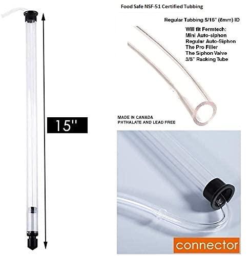 UBREW USA Auto-Siphon 15\" For Beer/Wine Bucket Home Brewing, with 4.3 Feet of 5/16 Tubing and Clamp, Auto-siphon Mini