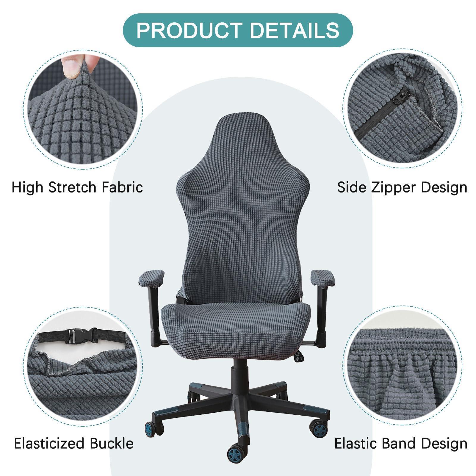 ZRCYXDW ZRCYXDW Stretch Gaming Chair Cover, Ergonomic Computer Chair Slipcover Soft with Armrest Covers Gaming Chair Slipcover Removable Gaming Chair Seat Cover-Dark Grey-Large