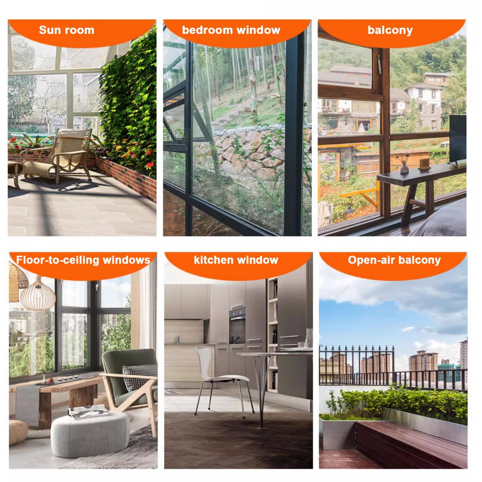 kufu01 Reflective Window Tint for Home and Office,Window Privacy Film Anti-Uv Heat Control Window Film,Aluminum Foil Glass Film,100% Light Blocking Window Films,Self-Adhesive (24\"x39\")