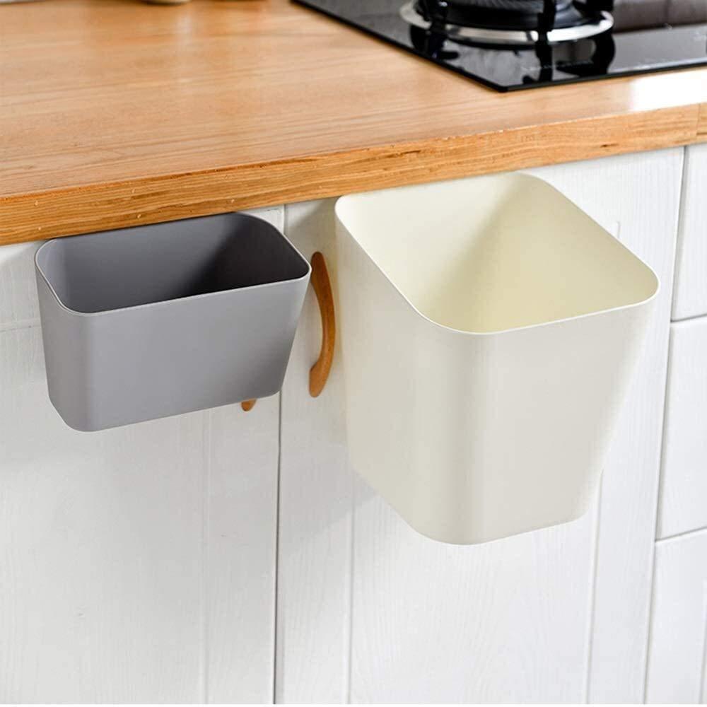Suuim Garbage Bin Kitchen Hanging Trash Can, Plastic Rectangular Garbage Can, Dry and Wet Sorting, Movable Waste Bin Connected in Kitchen, Office Drawer, Clapboard, Living Room and Bathroom Kitchen T