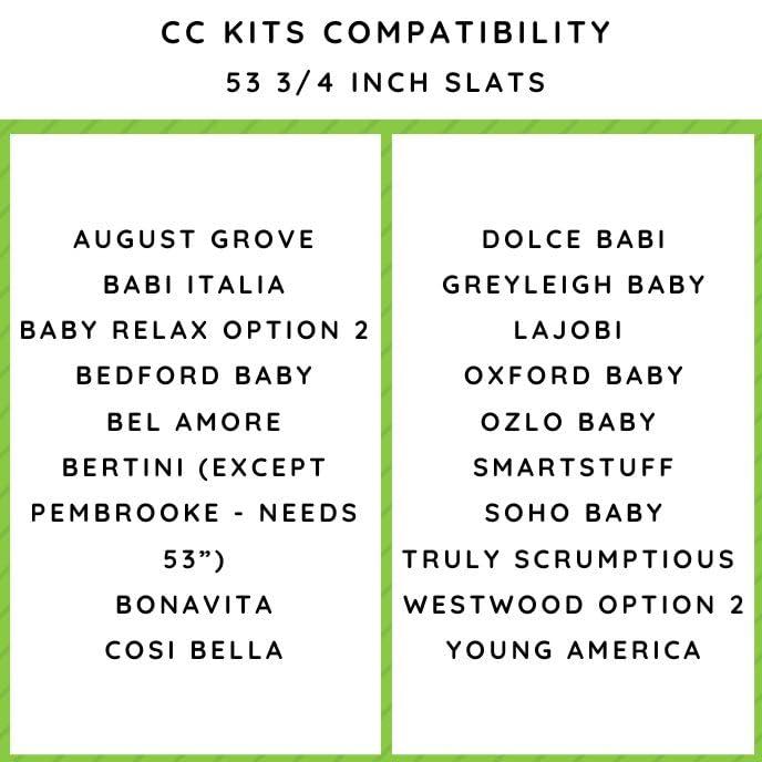 CC KITS CC KITS Set of Eight (8) 53 3/4 Inch Full/Double Size Solid Wood Support Bed SlatsUse Crib Conversion KitsPlatform Frame for MattressBunkie Board, Box Spring or Foundation Replacement Option