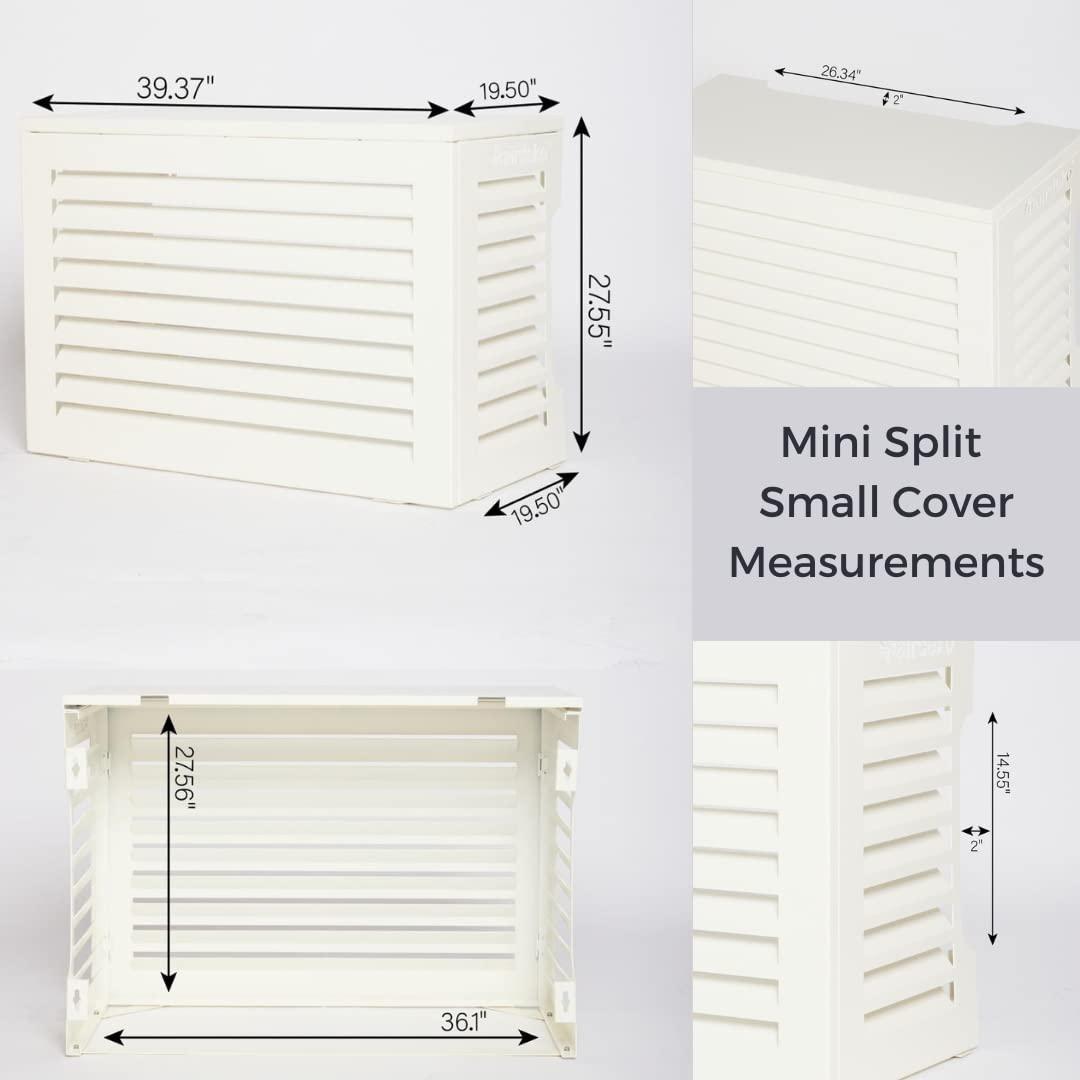 airdeko Airdeko's Mini Split AC Cover for Outside Units Sturdy Aluminum, Optimal Performance & Protection of Mini Split System Outdoor Condenser Compatible with Airdeko's Anti-Theft System (White, Small)