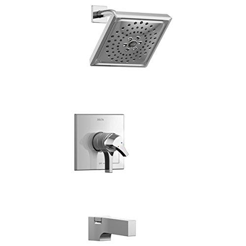 DELTA FAUCET Delta Faucet Zura 17 Series Dual-Function Tub and Shower Trim Kit, Shower Faucet, 3-Spray H2Okinetic Shower Head, Chrome T17474 (Valve Not Included)