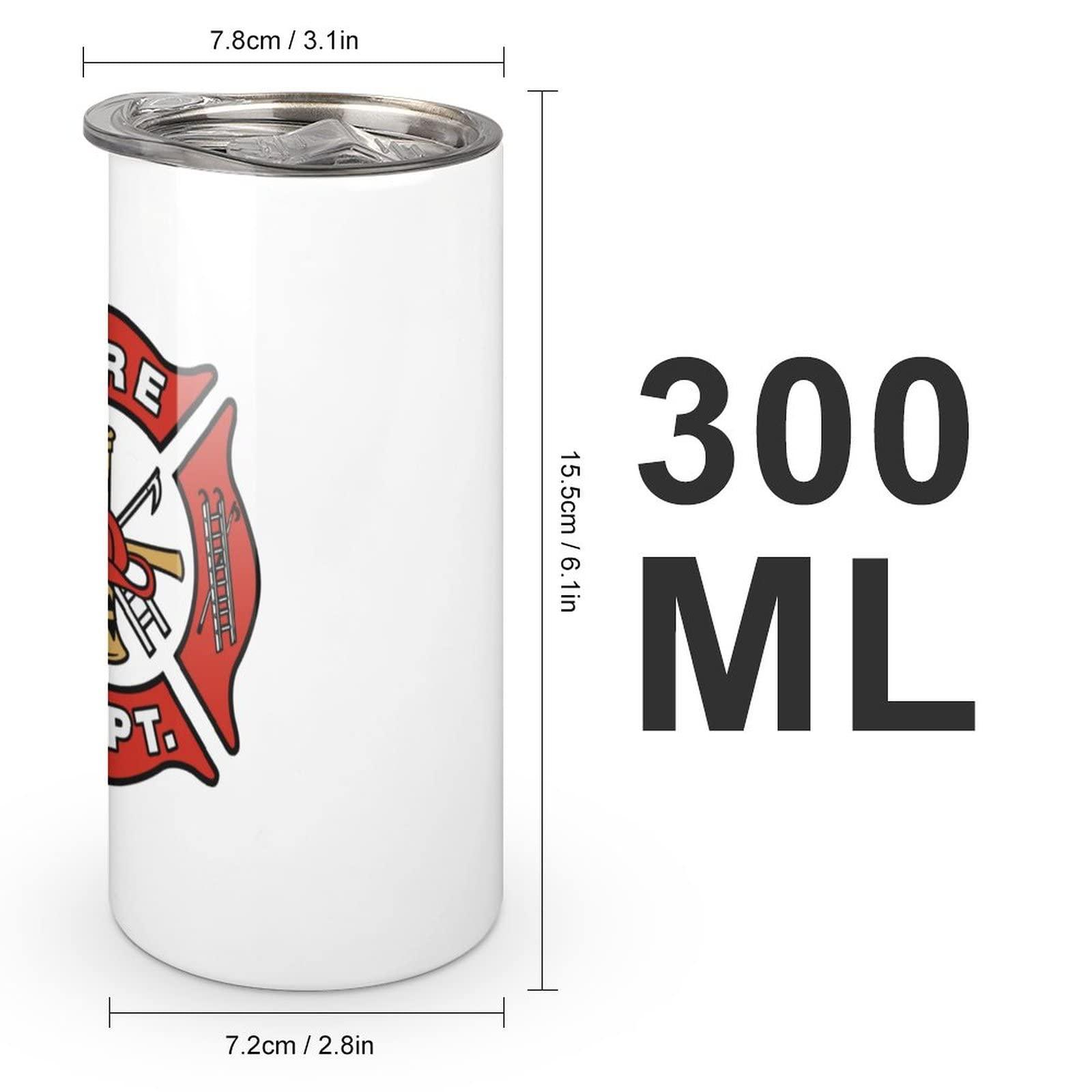 Bagea-Ka Bagea-Ka Firefighter Fire DEPT. Logo Rescue Pattern Tumbler Cup with Lid Stainless Steel Straight Skinny Insulated Travel Coffee Mug for Men Women 10 Oz